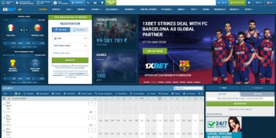 1xBet homepage captured