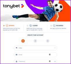 Create an account at TonyBet